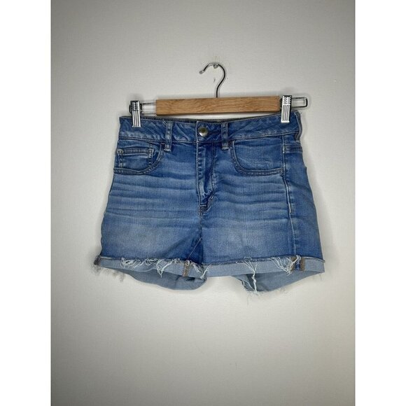 American Eagle Hi-Rise Shortie Shorts Light Blue Casual Size 4 - Picture 1 of 10